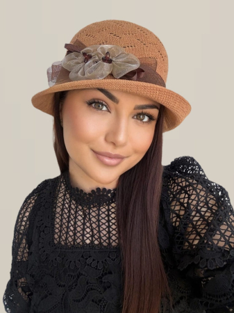 Palarie de soare de lux cu boruri mici ROSA LUX (MARO aramiu) - marime unica, reglabila [2]