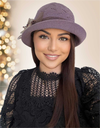 PALARII soare BUMBAC - Palarie de soare de lux cu boruri mici ROSA LUX (MOV) - marime unica, reglabila