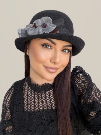 Palarie de soare de lux cu boruri mici ROSA LUX (NEGRU) - marime unica, reglabila [3]