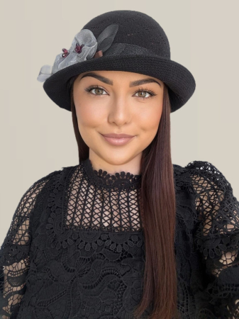 Palarie de soare de lux cu boruri mici ROSA LUX (NEGRU) - marime unica, reglabila [2]