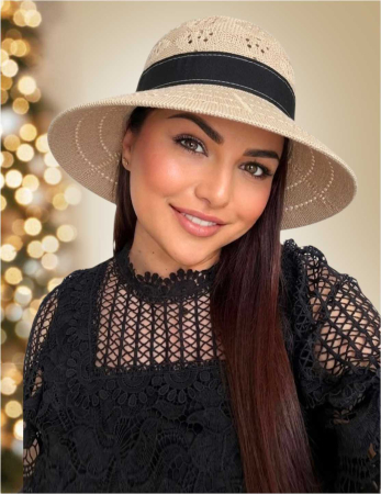 Palarie de soare de lux cu boruri rotunde medii ANASTASIA LADY (CREM) - marime unica, reglabila [1]