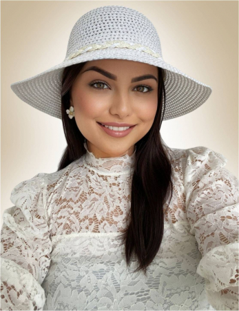 Palarie dama cu boruri medii SIDONIA LUX alb, reglabila [1]