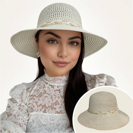 Palarie dama cu boruri medii SIDONIA LUX crem, reglabila [2]