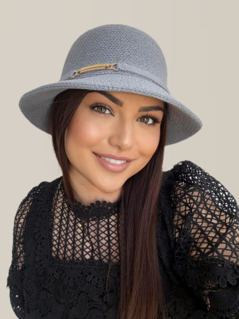 Palarie de soare de lux cu boruri rotunde mici ADORIA LUX (GRI perlat) - marime unica, reglabila [1]