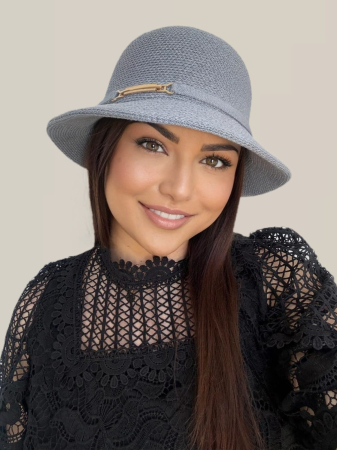 Palarie de soare de lux cu boruri rotunde mici ADORIA LUX (GRI perlat) - marime unica, reglabila [3]
