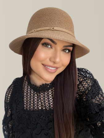 Palarie de soare de lux cu boruri rotunde mici ADORIA LUX (MARO perlat) - marime unica, reglabila [1]