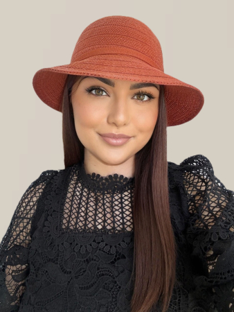 Palarie de soare de lux cu boruri rotunde mici ANASTASIA LUX (CARAMIZIU) - marime unica, reglabila [1]