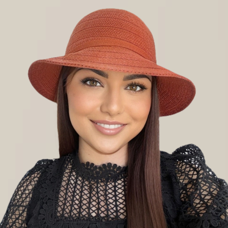 Palarie de soare de lux cu boruri rotunde mici ANASTASIA LUX (CARAMIZIU) - marime unica, reglabila [5]