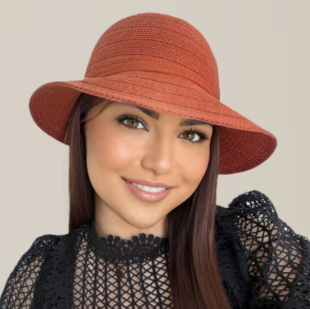 Palarie de soare de lux cu boruri rotunde mici ANASTASIA LUX (CARAMIZIU) - marime unica, reglabila [4]