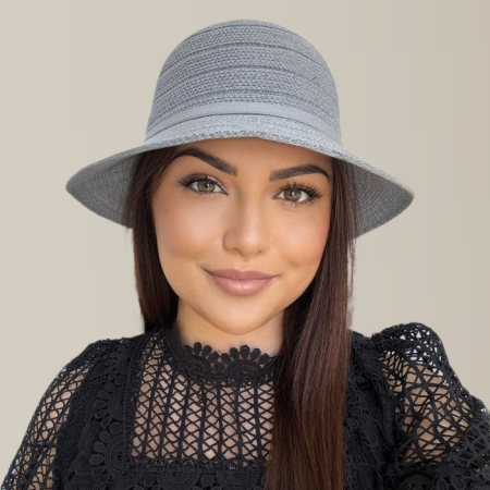 Palarie de soare de lux cu boruri rotunde mici ANASTASIA LUX (GRI) - marime unica, reglabila [5]
