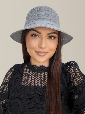 Palarie de soare de lux cu boruri rotunde mici ANASTASIA LUX (GRI) - marime unica, reglabila [3]