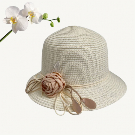 Palarie dama de lux cu boruri rotunde mici CALIPSO CHIC (CREM deschis) - marime unica, reglabila [3]
