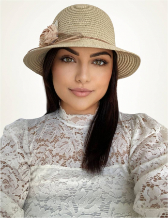 Palarie dama cu boruri mici CALIPSO crem, reglabila [1]