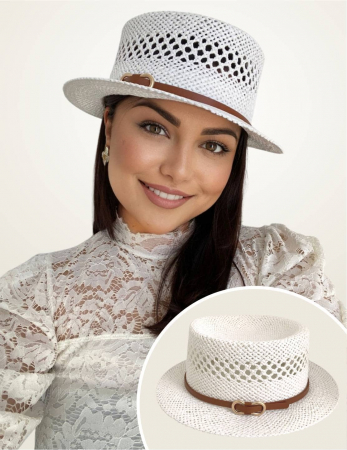 PALARII SOARE - REDUCERI - Palarie dama cu boruri mici KALINDA alb, reglabila