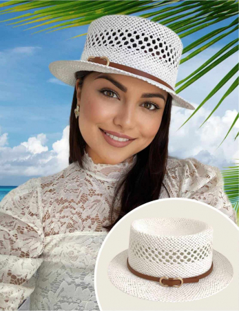 Palarie dama cu boruri mici KALINDA alb, reglabila [1]