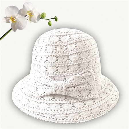 Palarie de soare de lux cu boruri rotunde mici SIDONIA CHIC (ALB) - marime unica, reglabila [3]