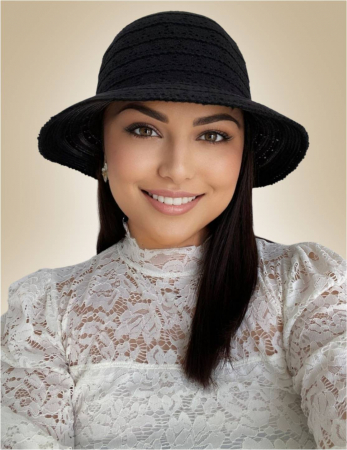Palarie de soare de lux cu boruri rotunde mici SIDONIA CHIC (NEGRU) - marime unica, reglabila [1]