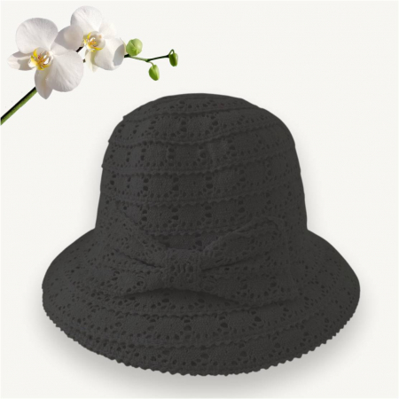 Palarie de soare de lux cu boruri rotunde mici SIDONIA CHIC (NEGRU) - marime unica, reglabila [3]