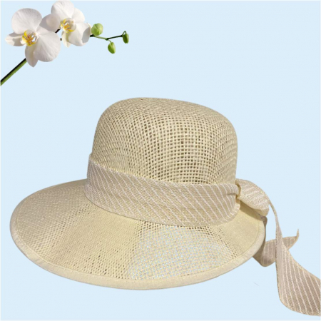 Palarie de soare de lux cu boruri tip sepcuta COCHETTE LUX (CREM deschis) - marime unica, reglabila [3]