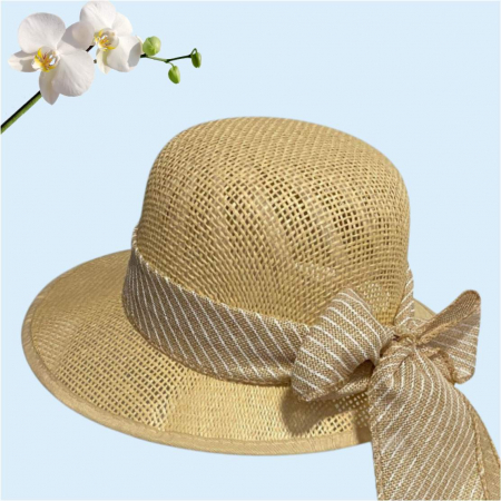 Palarie de soare de lux cu boruri tip sepcuta COCHETTE LUX (CREM inchis) - marime unica, reglabila [3]