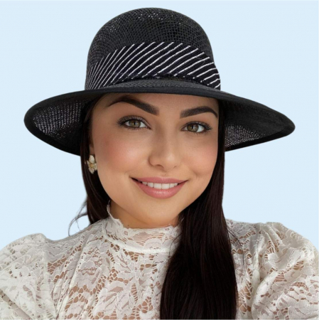 Palarie de soare de lux cu boruri tip sepcuta COCHETTE LUX (NEGRU) - marime unica, reglabila [1]