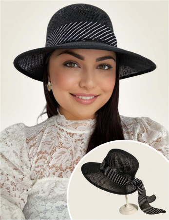 PALARII dama soare - COCHETTE LUX - Palarie de soare de lux cu boruri tip sepcuta COCHETTE LUX (NEGRU) - marime unica, reglabila