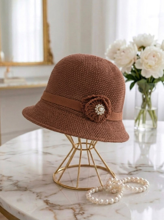 Palarie de soare de lux cu boruri tip sepcuta ROSA LADY (CARAMIZIU) - marime unica, reglabila [2]