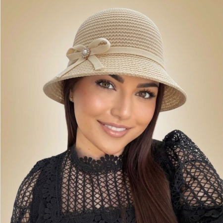 Palarie de soare de lux cu boruri mici SCARLET Lady (CREM) - marime unica, reglabila, pliabila [2]