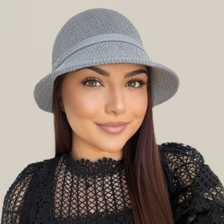 Palarie de soare de lux cu boruri tip sepcuta SCARLET LUX (GRI) - marime unica, reglabila [4]