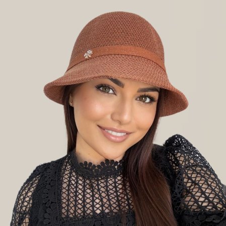 Palarie de soare de lux cu boruri tip sepcuta SCARLET LUX (MARO aramiu) - marime unica, reglabila [4]