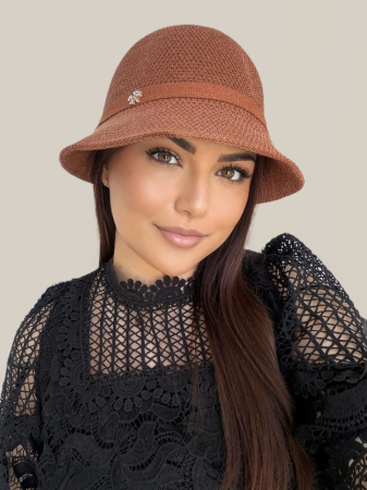 Palarie de soare de lux cu boruri tip sepcuta SCARLET LUX (MARO aramiu) - marime unica, reglabila [2]