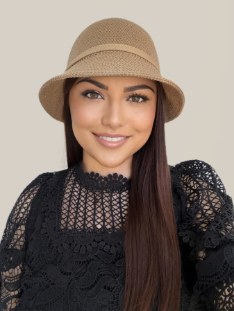 Palarie de soare de lux cu boruri tip sepcuta SCARLET LUX (MARO cappuccino) - marime unica, reglabila [3]