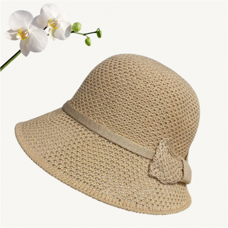 Palarie de soare de lux cu boruri tip sepcuta VICTORIA LUX (CREM) - marime unica, reglabila [2]