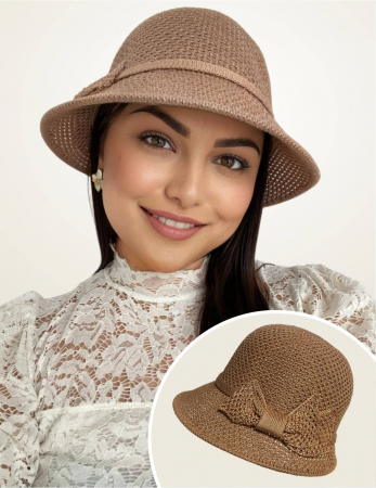 PALARII SOARE - Palarie de soare de lux cu boruri tip sepcuta VICTORIA LUX (MARO aramiu) - marime unica, reglabila