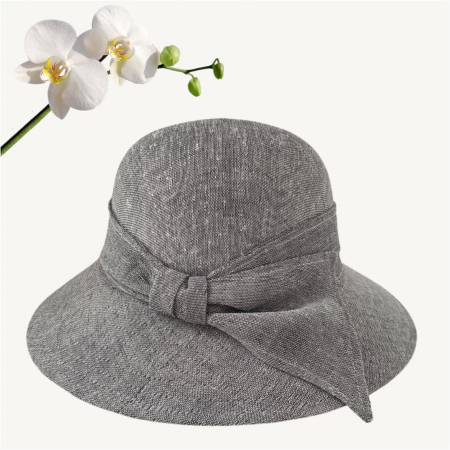 Palarie de soare de lux din in cu semifunda PERLA LUX (GRI perlat) - marime unica, reglabila [2]