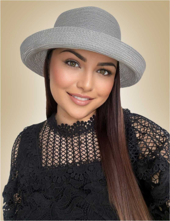 PALARII SOARE LUX - modele 2026 - Palarie dama din organza dantelata AMIRA LUX-palarie GRI, reglabila
