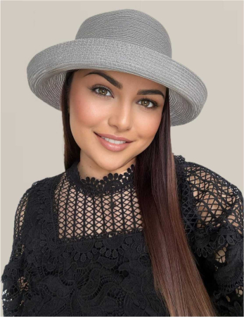 Palarie dama din organza dantelata AMIRA LUX-palarie GRI, reglabila [1]