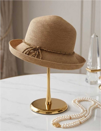 Palarie dama din organza dantelata AMIRA LUX-palarie maro, reglabila [4]