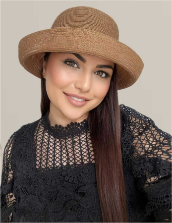 Palarie dama din organza dantelata AMIRA LUX-palarie maro, reglabila [1]