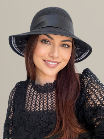 PALARII vara NEGRE - Palarie dama din organza dantelata PALOMA -palarie negru, reglabila
