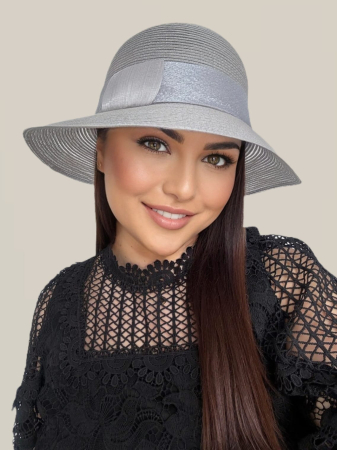 PALARII SOARE LUX - modele 2026 - Palarie dama din organza dantelata PALOMA LUX-palarie gri, reglabila