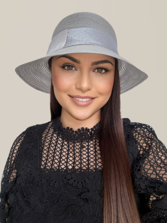 Palarie dama din organza dantelata PALOMA LUX-palarie gri, reglabila [3]