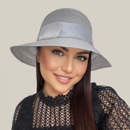 Palarie dama din organza dantelata PALOMA LUX-palarie gri, reglabila [4]