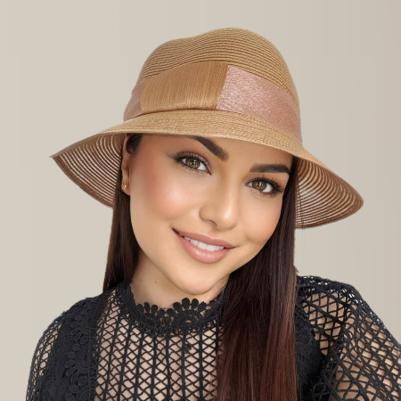 Palarie dama din organza dantelata PALOMA LUX-palarie maro, reglabila [5]