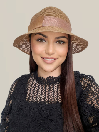 Palarie dama din organza dantelata PALOMA LUX-palarie maro, reglabila [3]