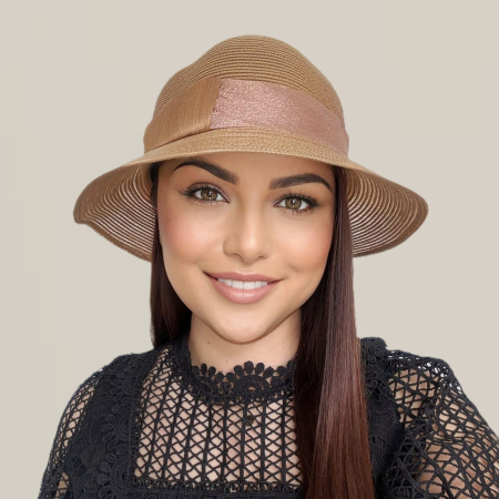 Palarie dama din organza dantelata PALOMA LUX-palarie maro, reglabila [4]