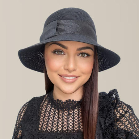 Palarie dama din organza dantelata PALOMA LUX-palarie negru, reglabila [5]