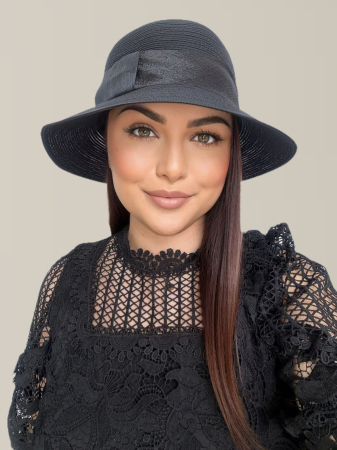 Palarie dama din organza dantelata PALOMA LUX-palarie negru, reglabila [1]