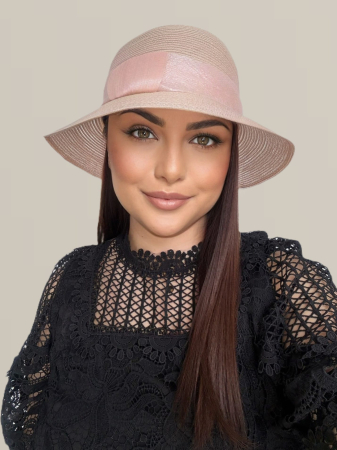 Palarie dama din organza dantelata PALOMA LUX-palarie roz, reglabila [1]