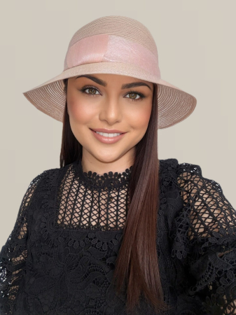 Palarie dama din organza dantelata PALOMA LUX-palarie roz, reglabila [2]